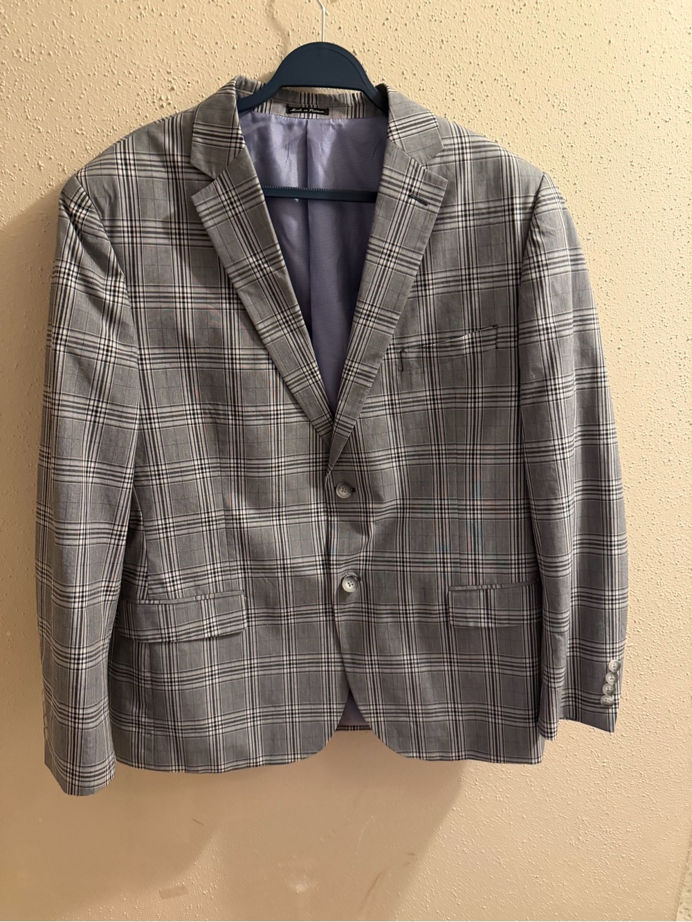 John Bartlett Men's Gray Plaid Sport Coat - Classic Two-Button Blazer